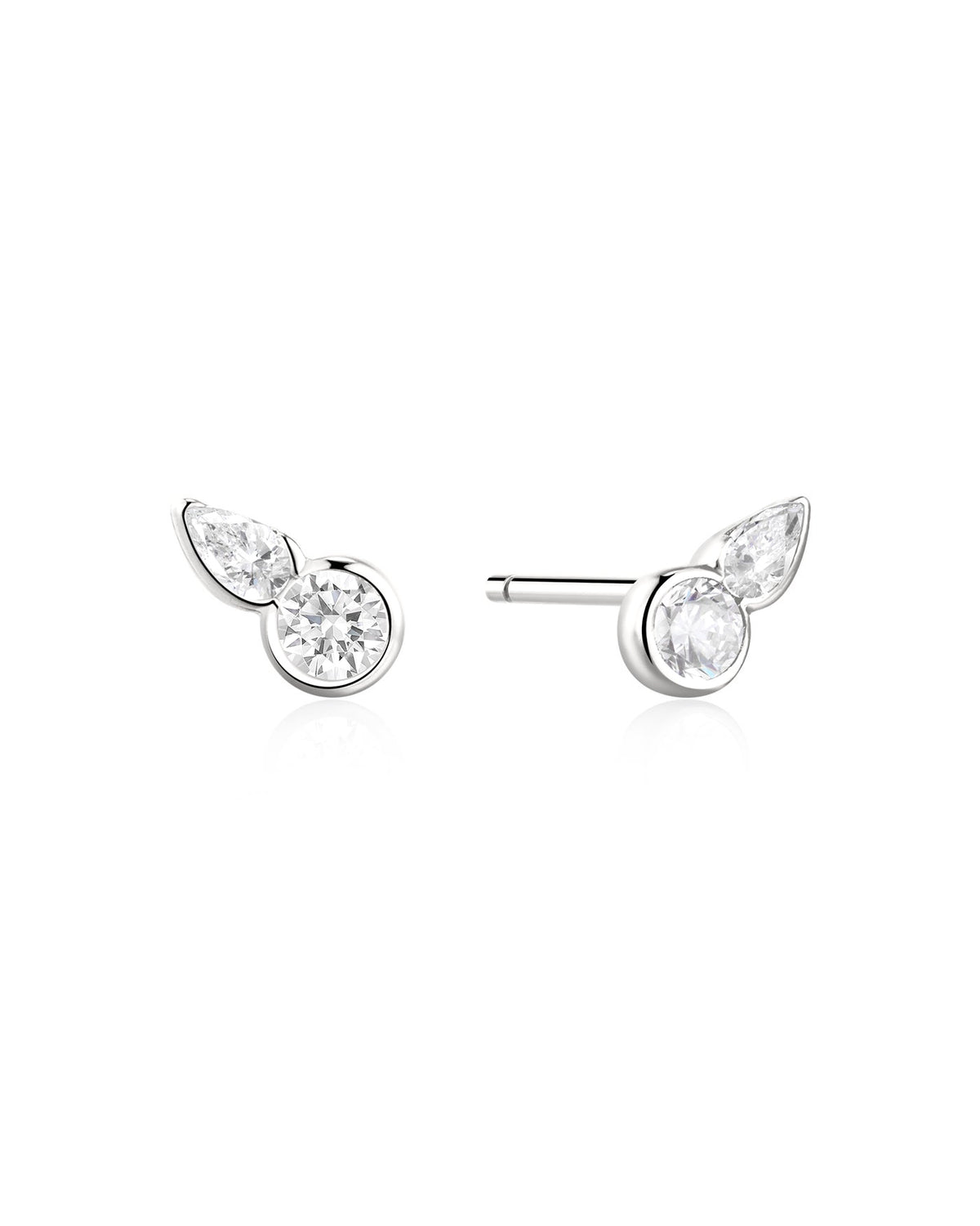 Ania Haie Silver Bezel Round & Teardrop Stud Earrings E076-01H E076-01H front packshot