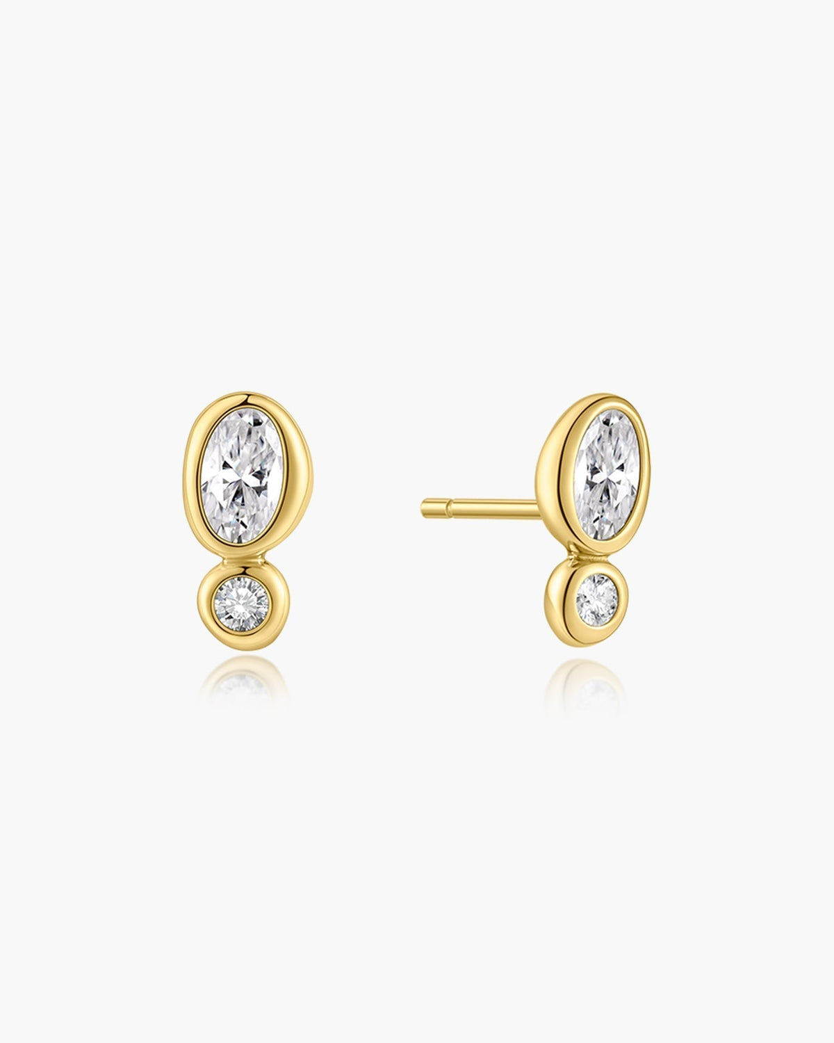 Ania Haie Gold Bezel Organic Pebble & Round Stud Earrings E076-05G E076-05G front packshot