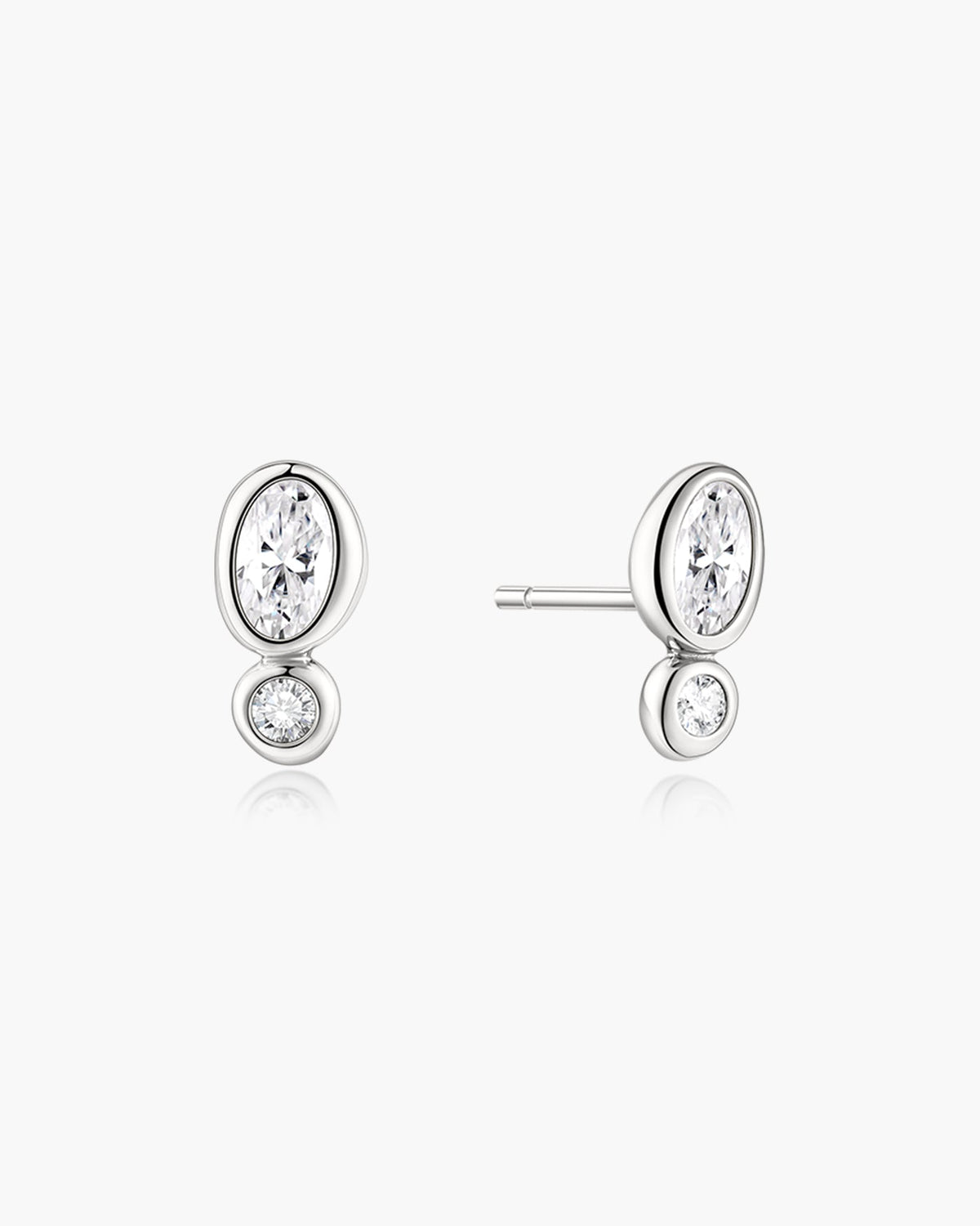Ania Haie Silver Bezel Organic Pebble & Round Stud Earrings E076-05H E076-05H front packshot