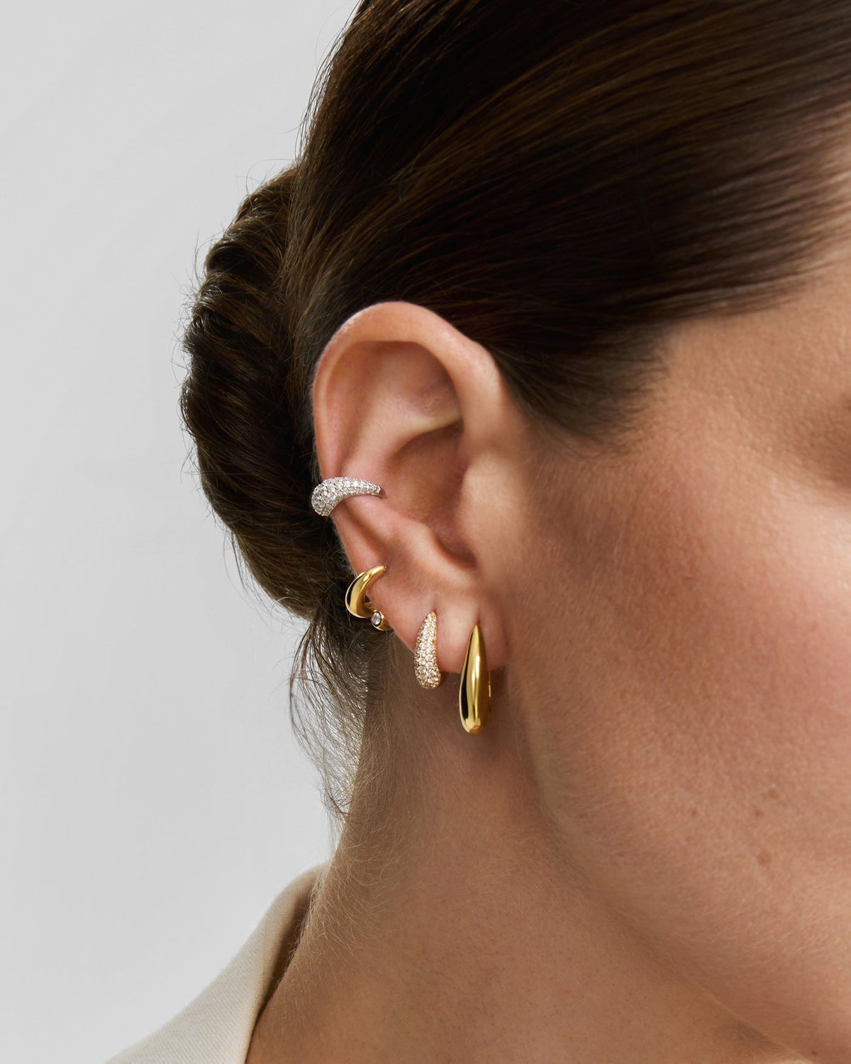 Ania Haie Gold Pave Dome Huggie Hoop Earrings E078-10G E078-10G view 2