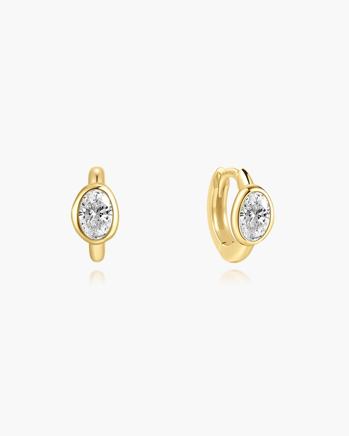 Ania Haie Gold Bezel Organic Pebble Huggie Hoop Earrings E076-09G E076-09G front packshot