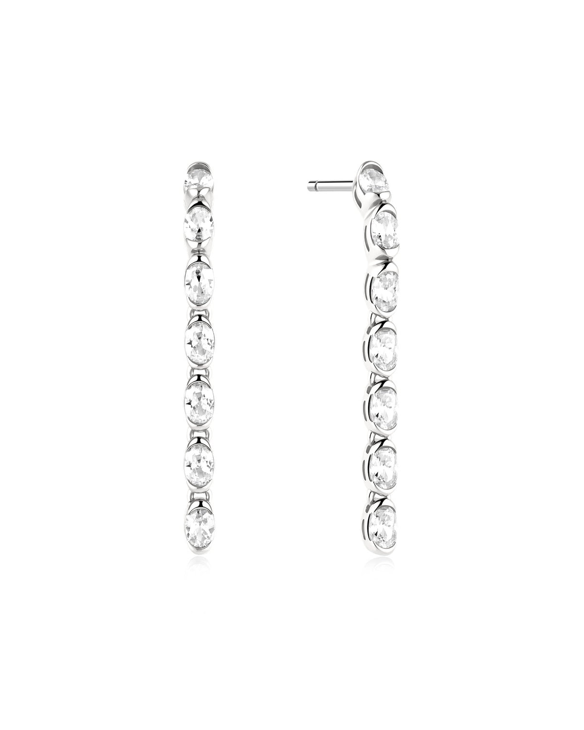 Ania Haie Silver Half-Bezel Oval Linear Dangle Stud Earrings E076-18H E076-18H front packshot