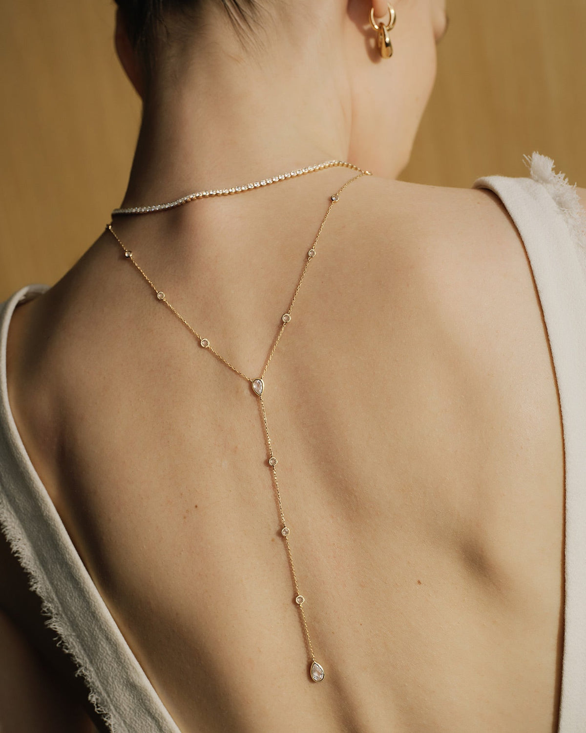 Ania Haie Gold Round & Teardrop Bezel Station Y Necklace N076-17G N076-17G view 3