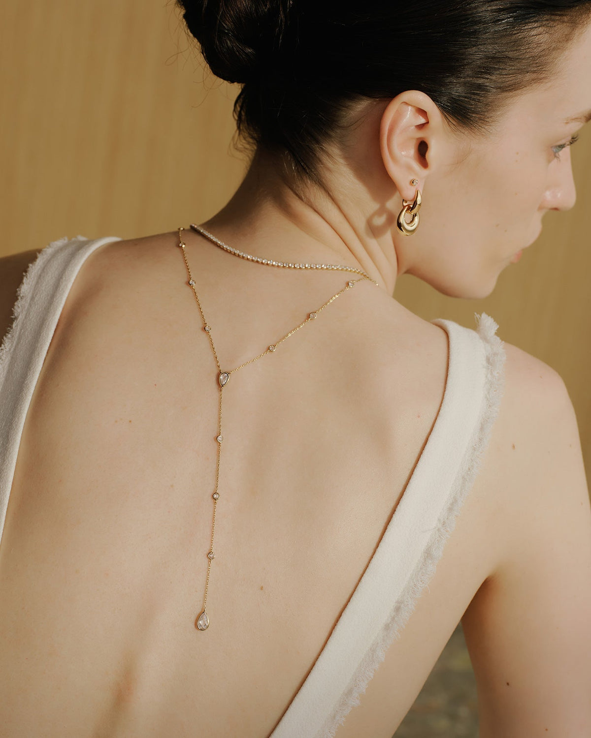 Ania Haie Gold Round & Teardrop Bezel Station Y Necklace N076-17G N076-17G view 2