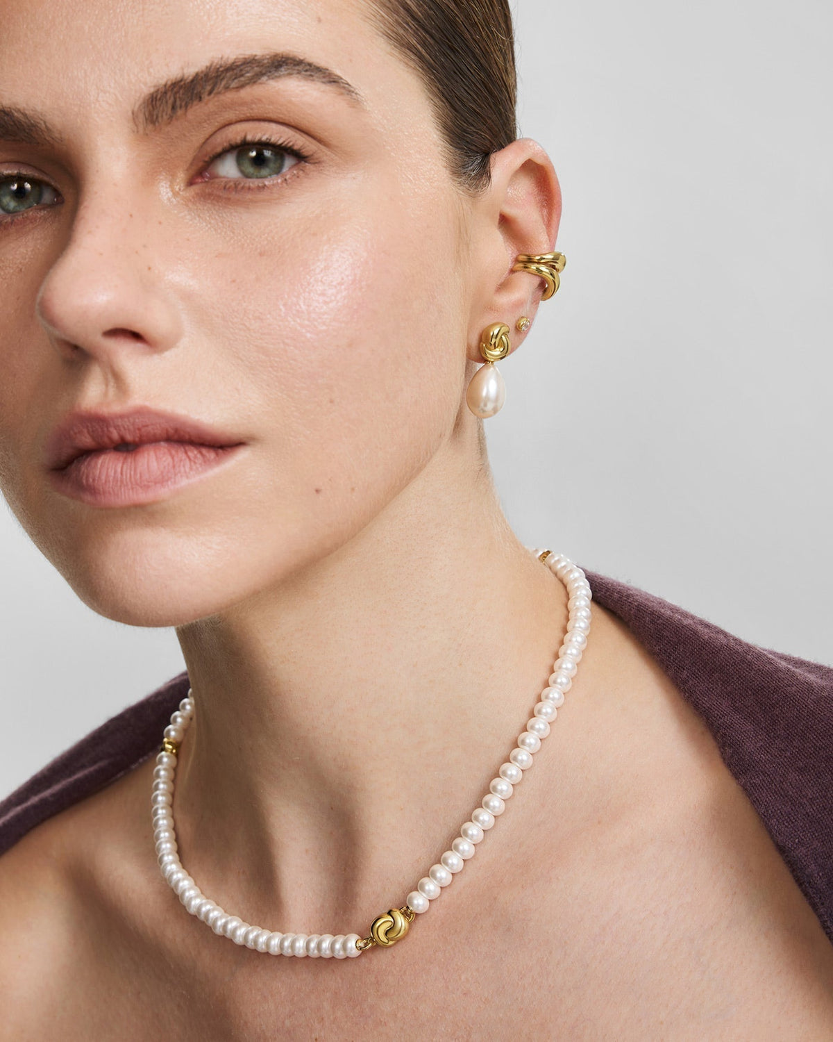 Ania Haie Gold Glass Pearl Beaded Twist Station Necklace N077-02G N077-02G view 3
