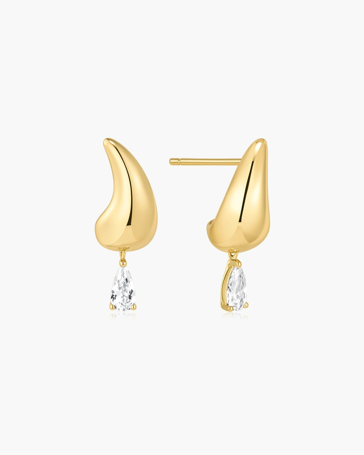 Ania Haie Gold Curved Teardrop Dangle Stud Earrings E078-04G E078-04G front packshot