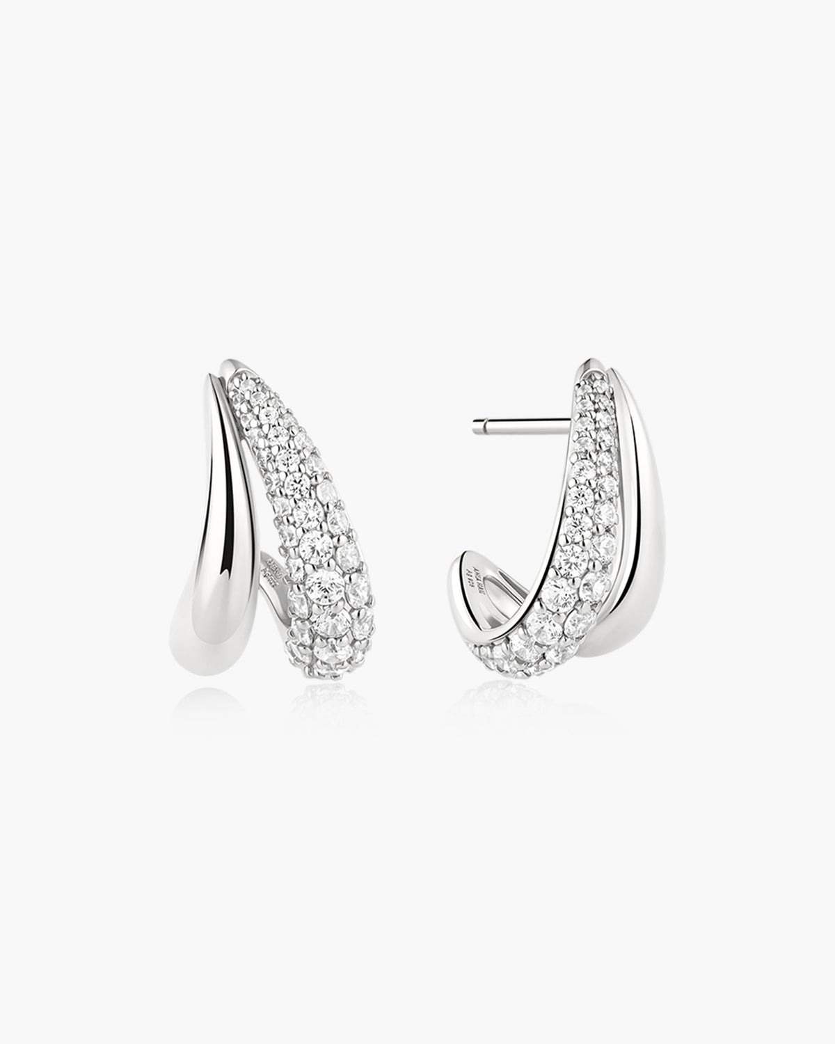 Ania Haie Silver Duet Stud Hoop Earrings E078-05H E078-05H front packshot