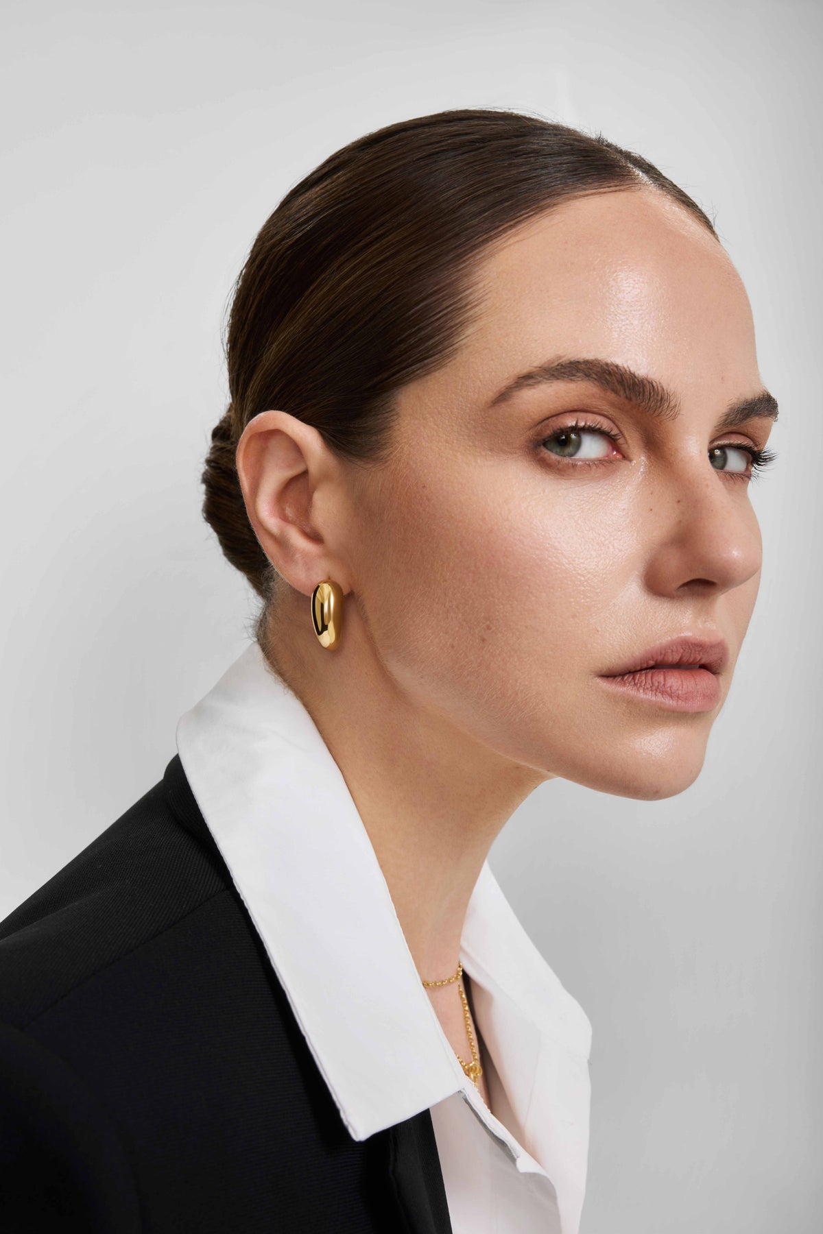 Ania Haie Gold Large Dome Stud Hoop Earrings E078-07G E078-07G view 3