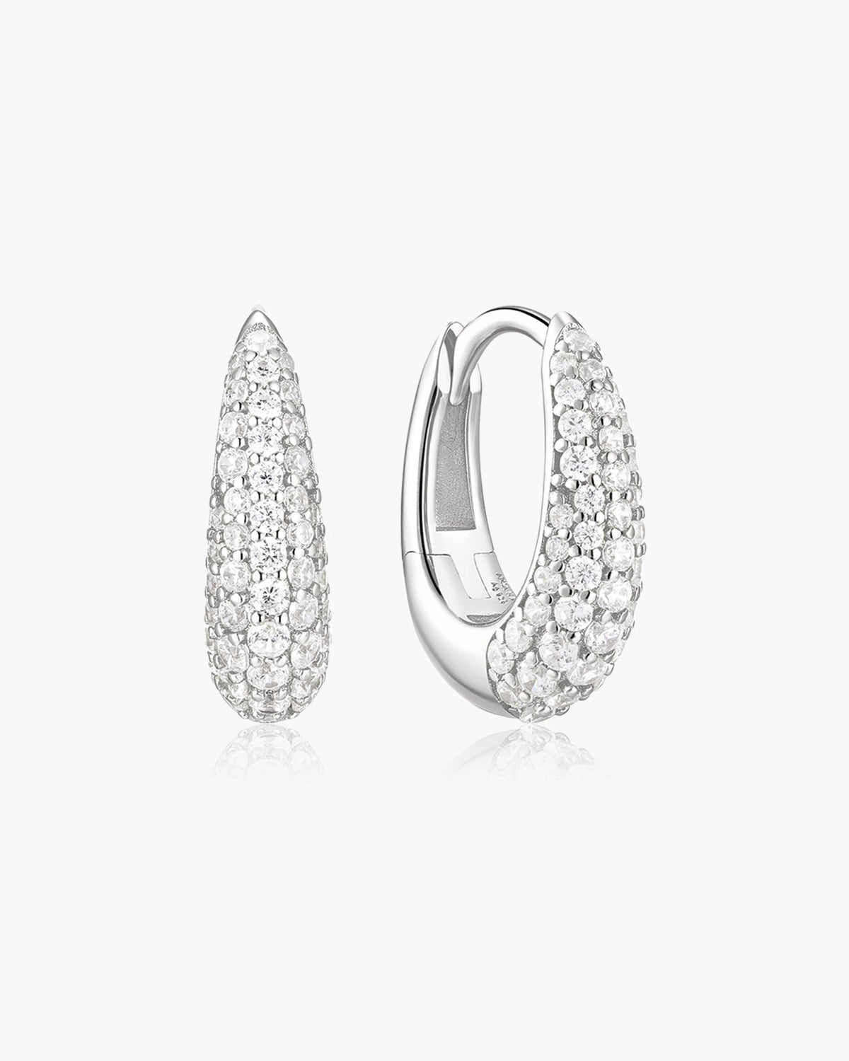 Ania Haie Silver Pave Dome Huggie Hoop Earrings E078-10H E078-10H front packshot