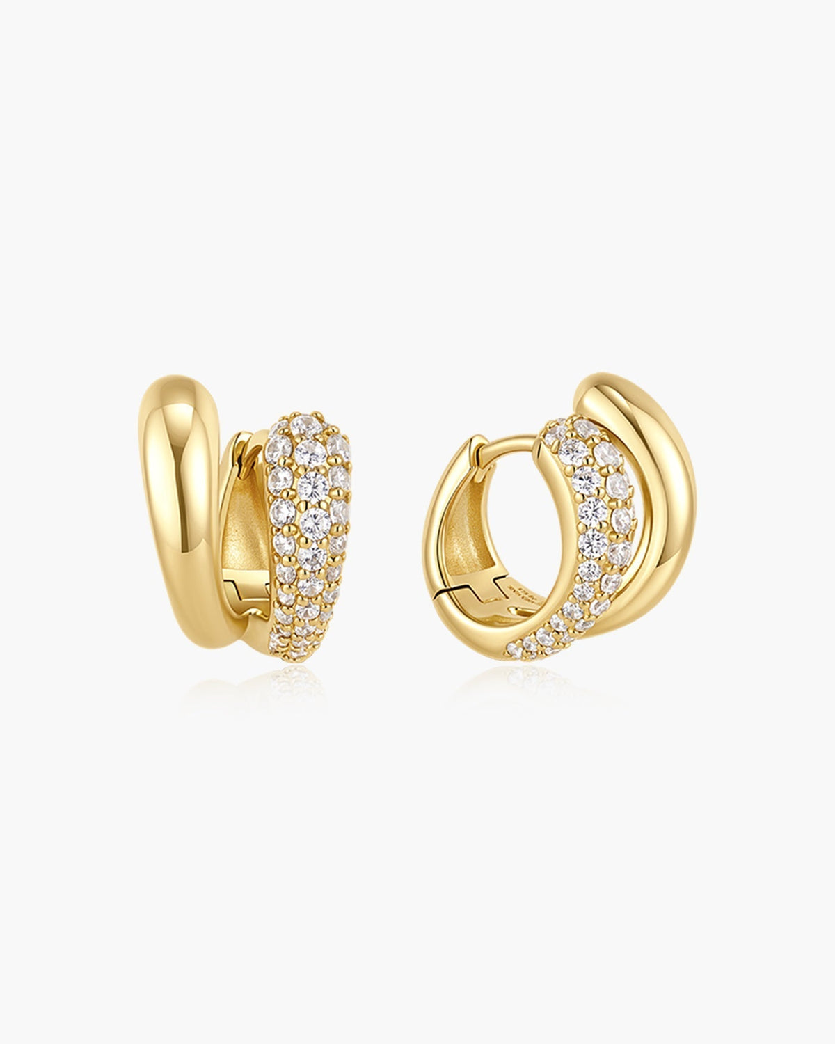 Ania Haie Gold Spiral Half Pave & Polish Huggie Hoop Earrings E078-12G E078-12G front packshot