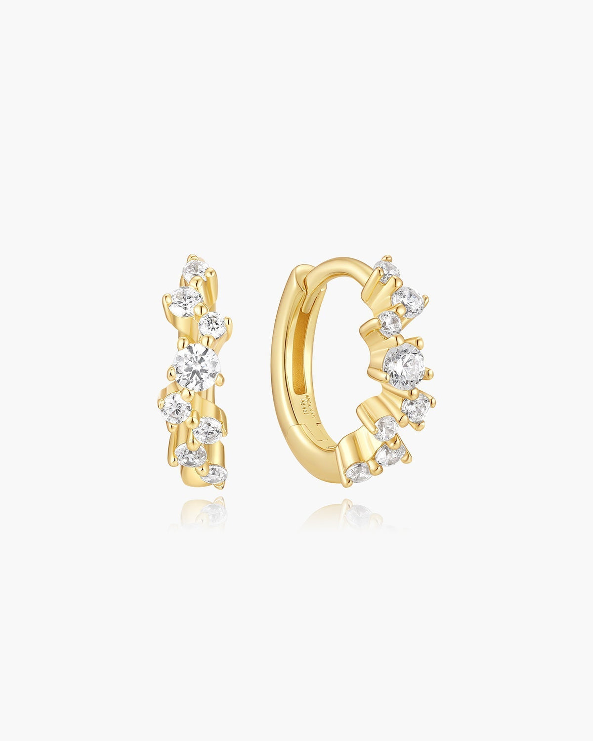 Ania Haie Gold Zig-Zag Pave Huggie Hoop Earrings