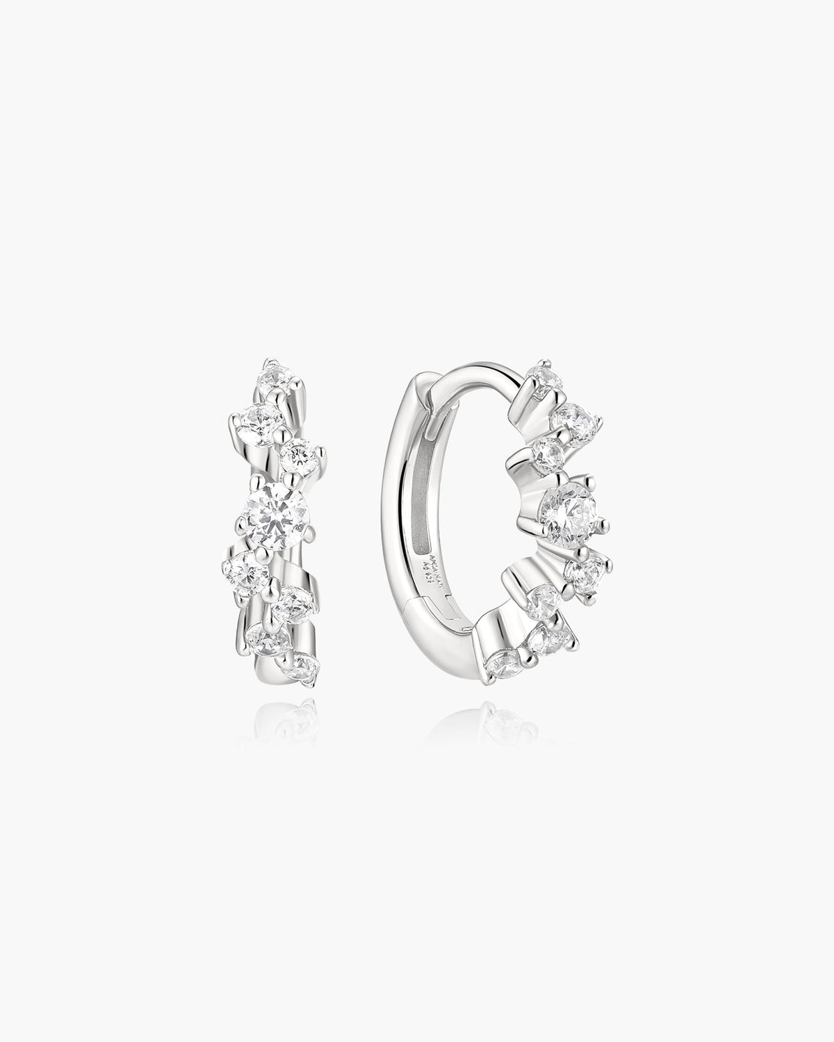 Ania Haie Silver Zig-Zag Pave Huggie Hoop Earrings