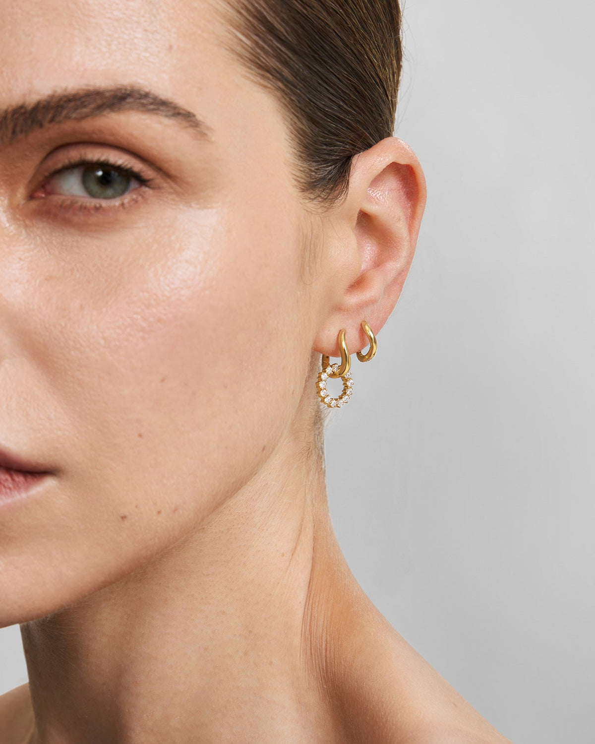 Ania Haie Gold Pave Interlocked Huggie Hoop Earrings