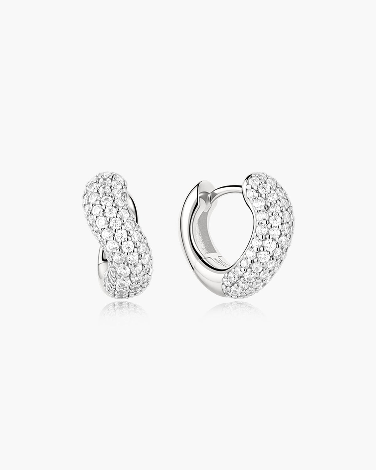 Ania Haie Silver Chunky Pave Wave Huggie Hoop Earrings