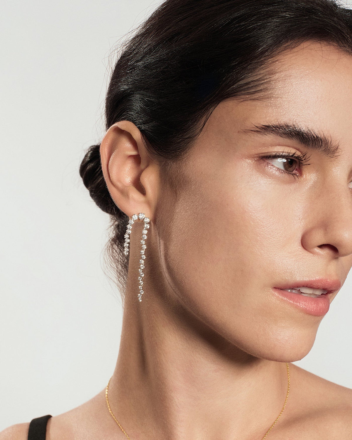 Ania Haie Silver Sparkling Zig-Zag Drop Stud Earrings