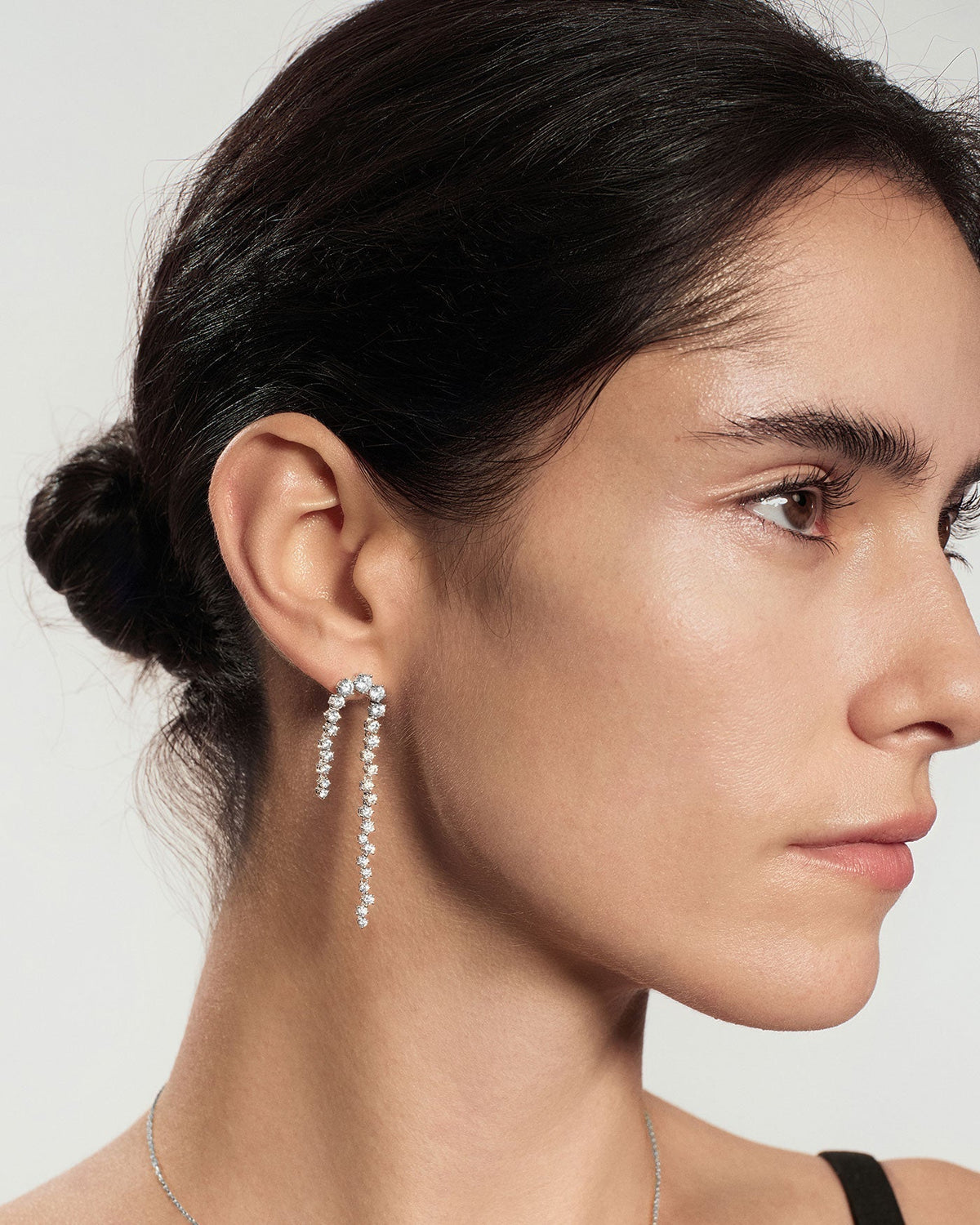 Ania Haie Silver Sparkling Zig-Zag Drop Stud Earrings