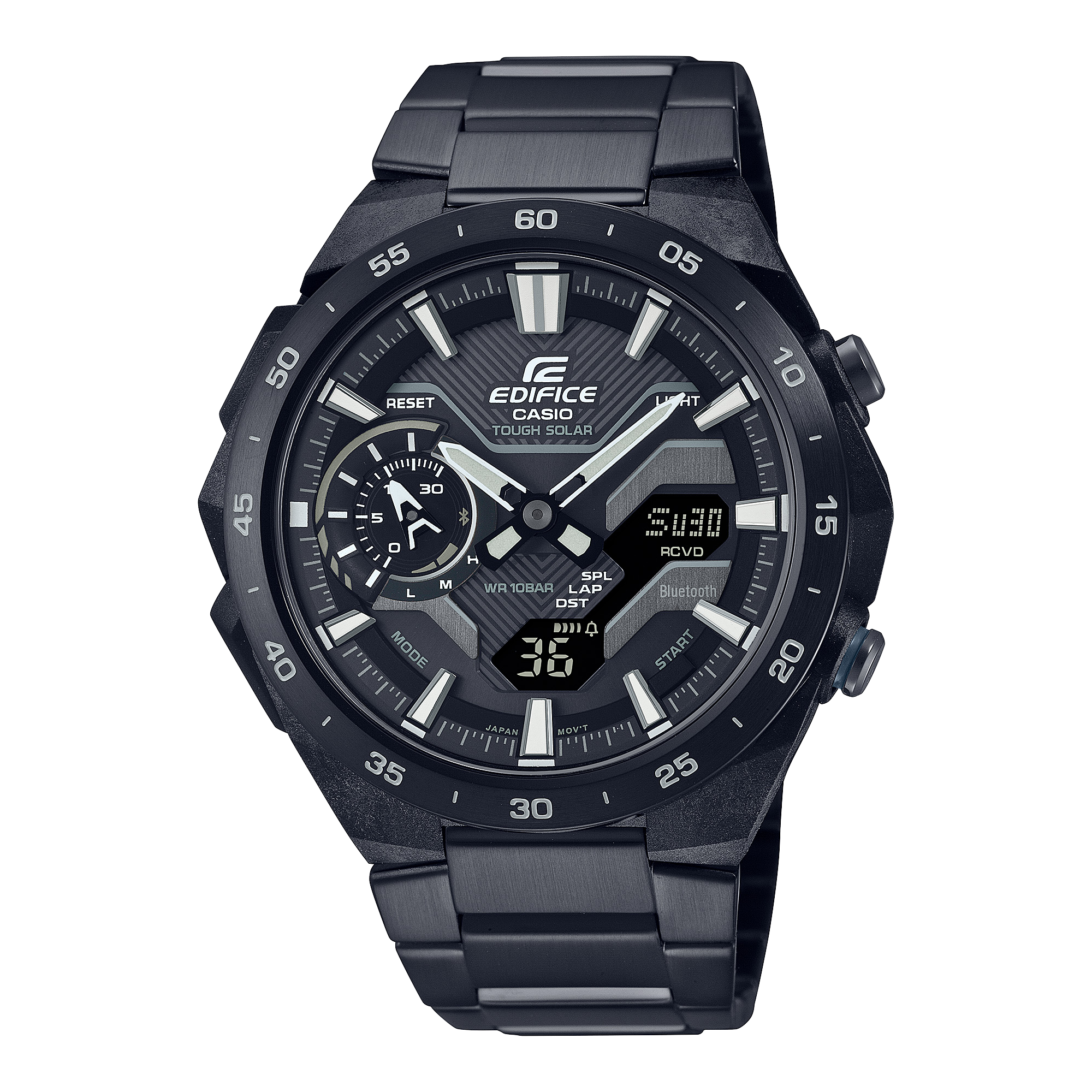 Casio Edifice Windflow DUO Motor Sport Black Stainless Steel Watch ECB2200DC-1A