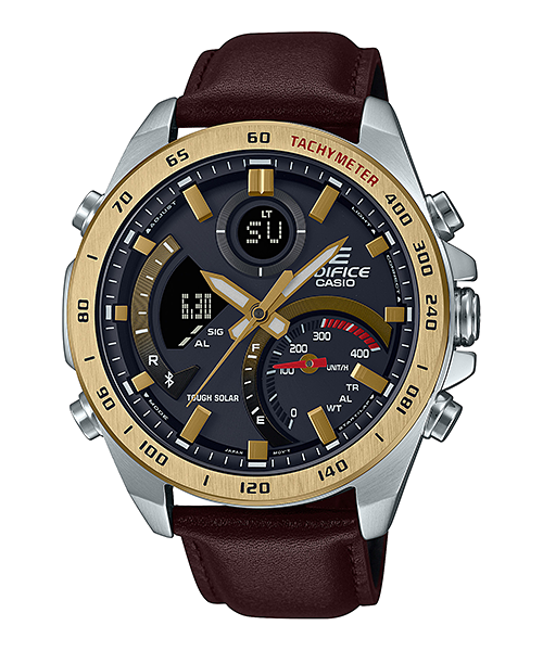 Casio Smartphone Link Model Brown Leather Band Watch ECB900GL-1A