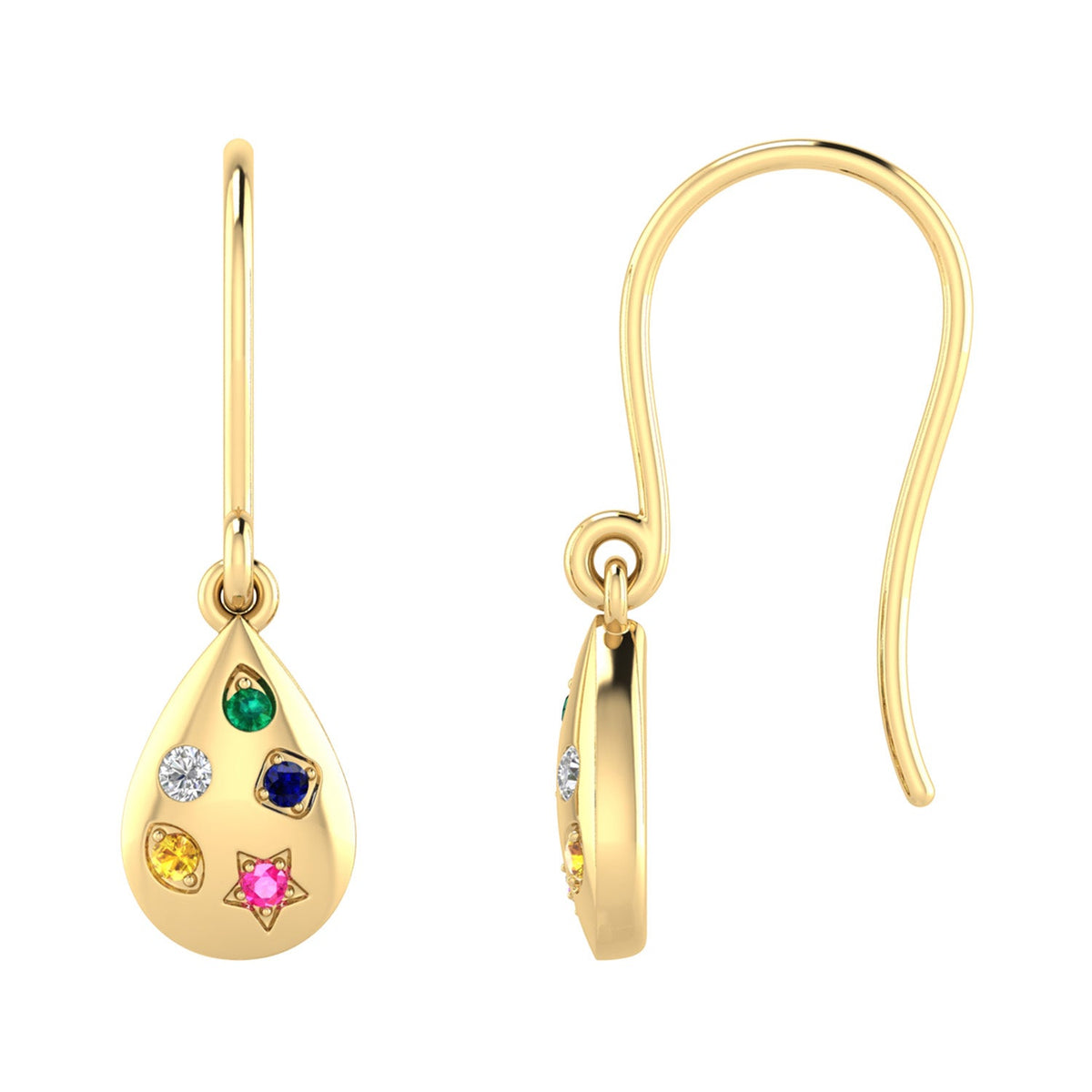 0.03ct Pear Diamond Multi Stone Earrings in 9K Yellow Gold