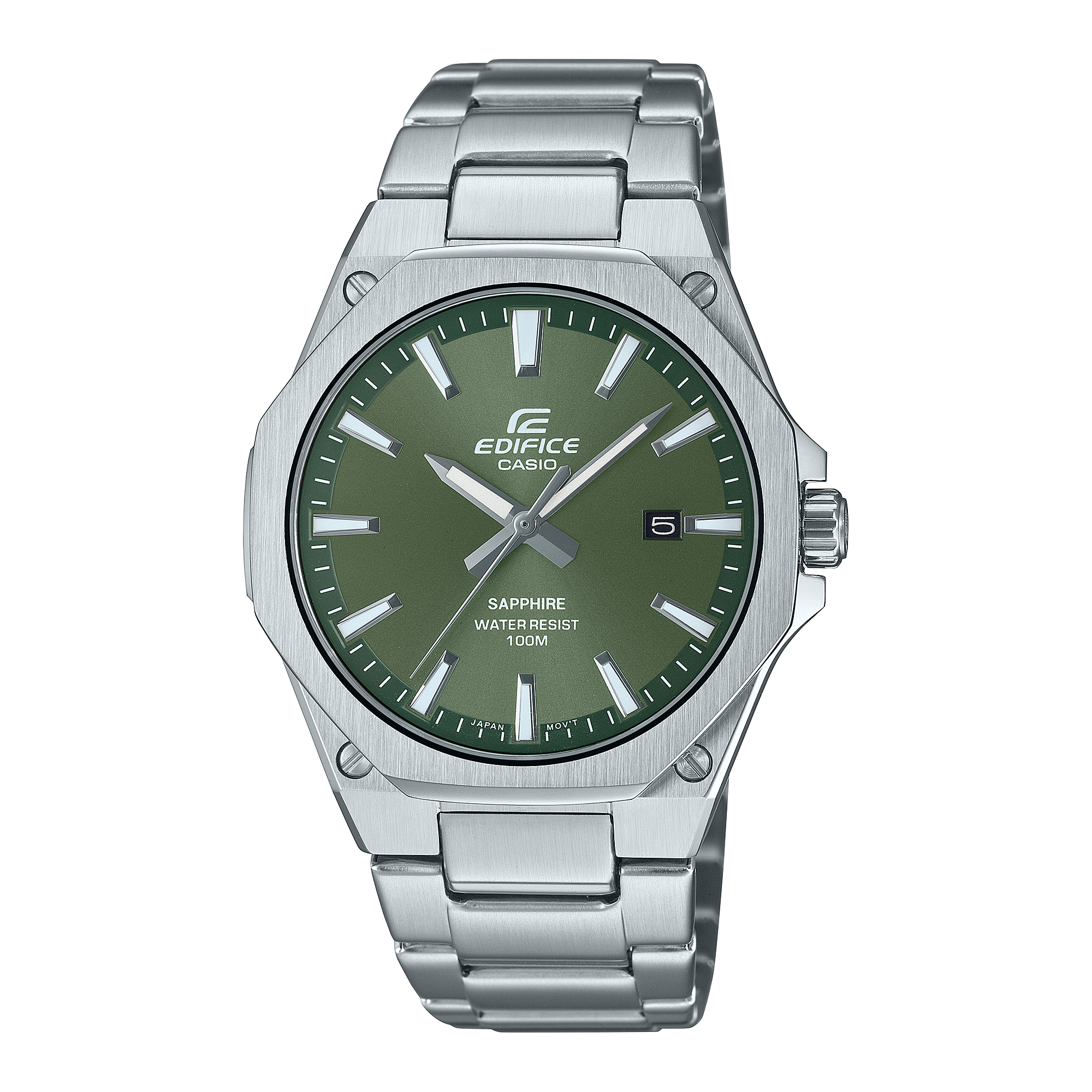 Casio Edifice 3-Hand Analog Green Dial Stainless Steel Watch EFRS108D-3A
