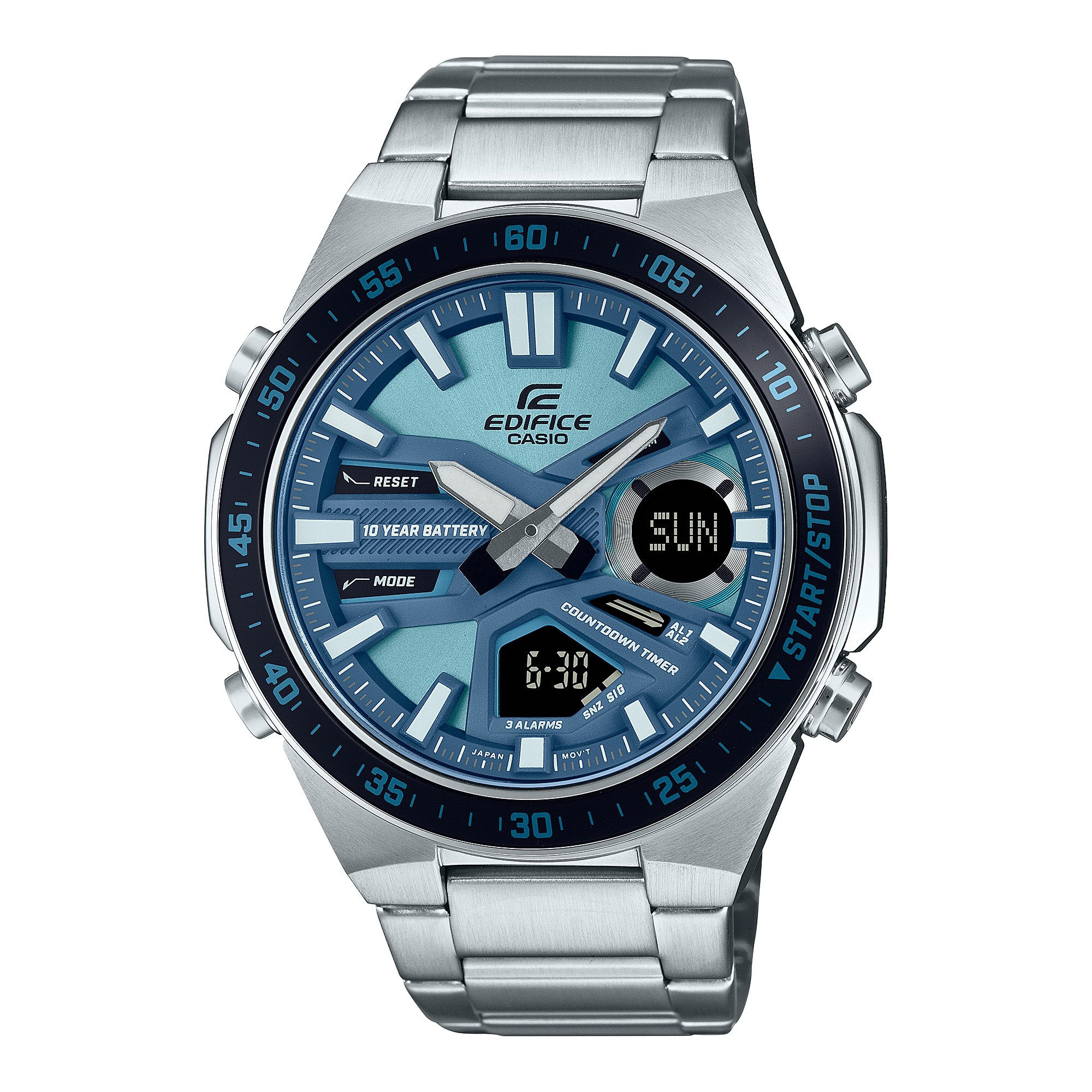 Casio Edifice Analog-Digital Blue Dial Stainless Steel Watch EFVC110D-2B