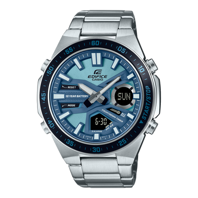 Casio Edifice Analog-Digital Blue Dial Stainless Steel Watch EFVC110D-2B