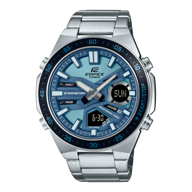 Casio Edifice Analog-Digital Blue Dial Stainless Steel Watch EFVC110D-2B