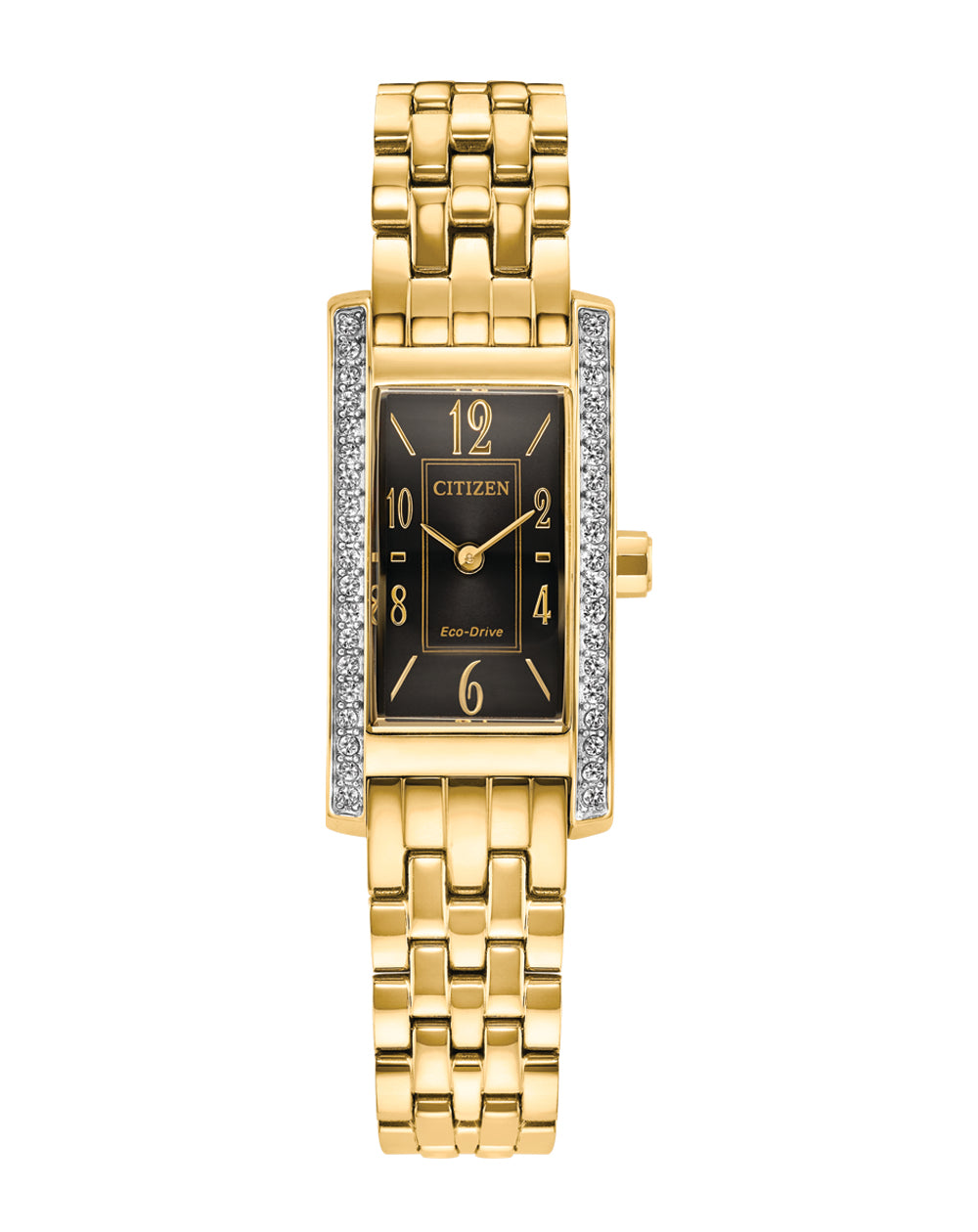 Citizen Eco-Drive Black  Dial Gold Stainless Steel Watch EG7112-59E