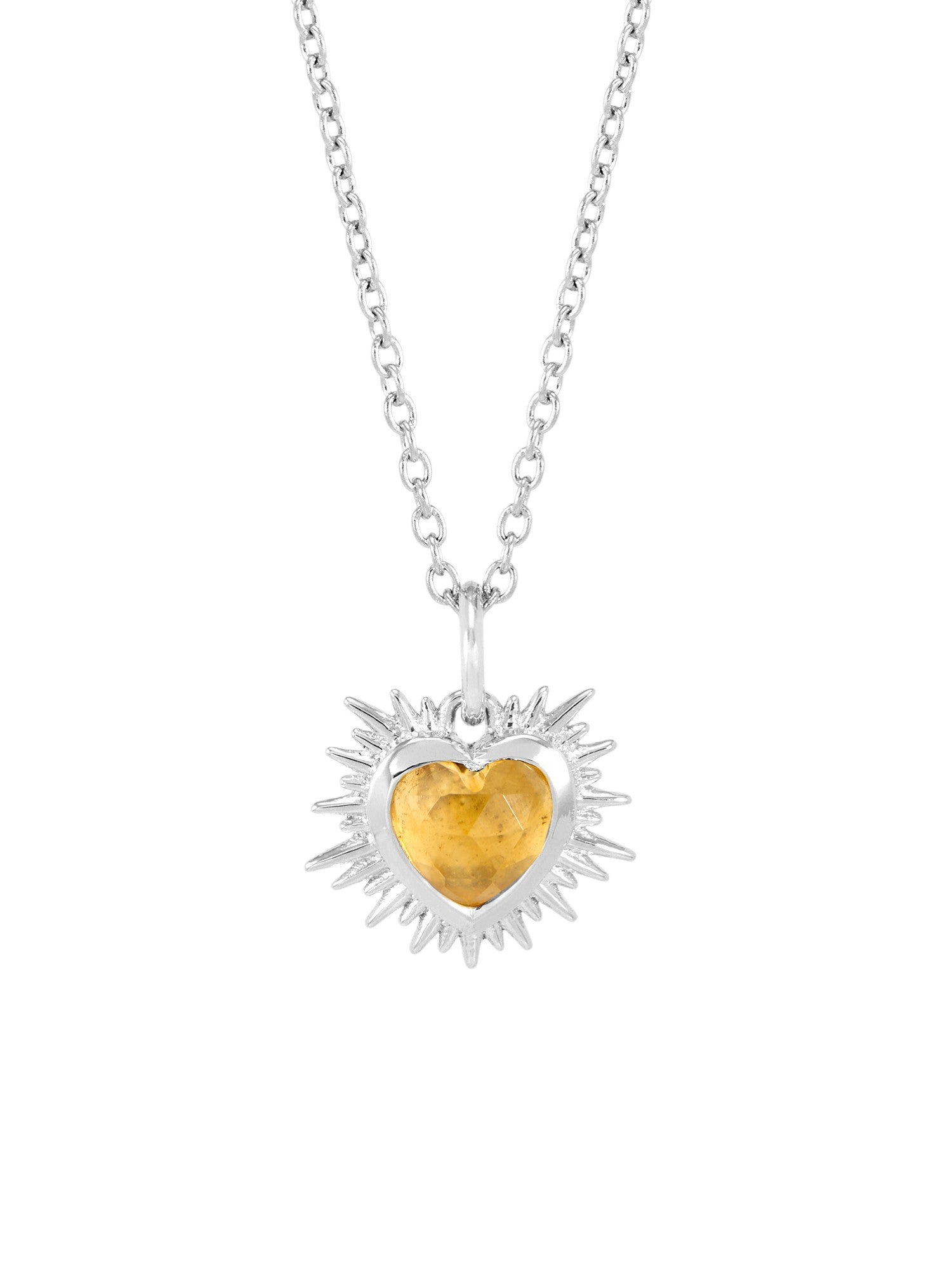 Rachel Jackson Electric Love Birthsone Heart Necklace Silver NOVEMBER