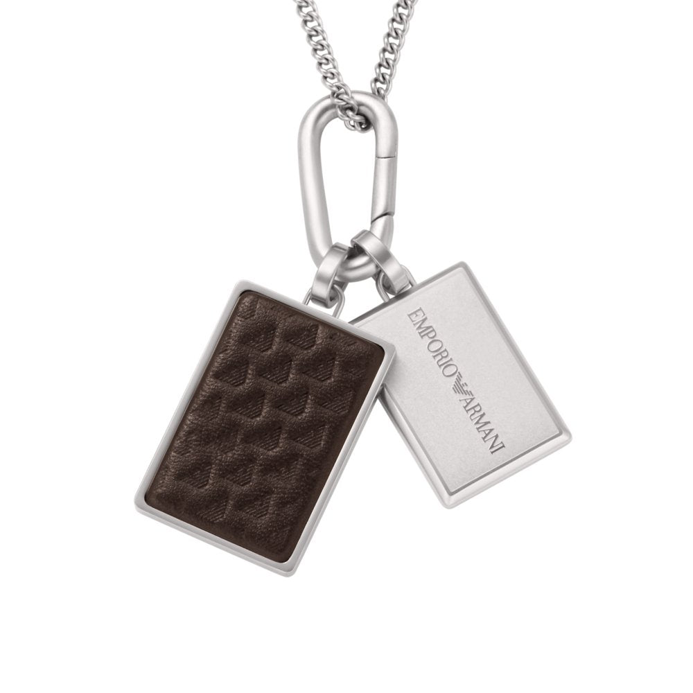 Emporio Armani Men's Silver-Tone Stainless Steel Dog Tag Necklace EGS3252040