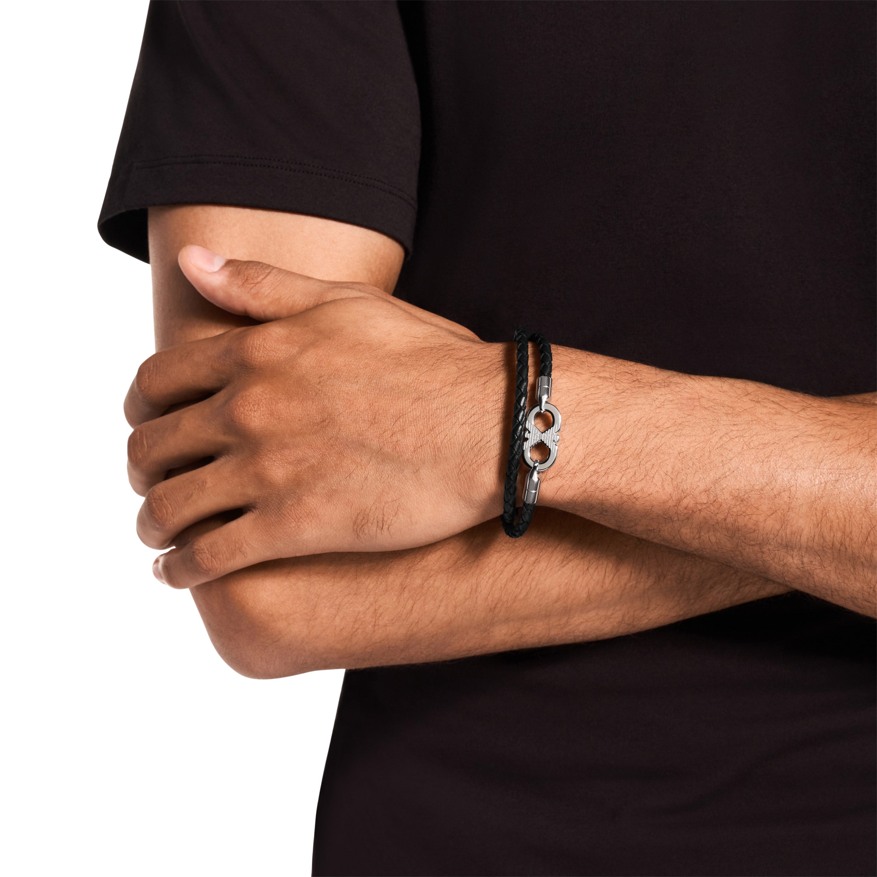 Emporio Armani Silver Black Men's Bracelet EGS3299040