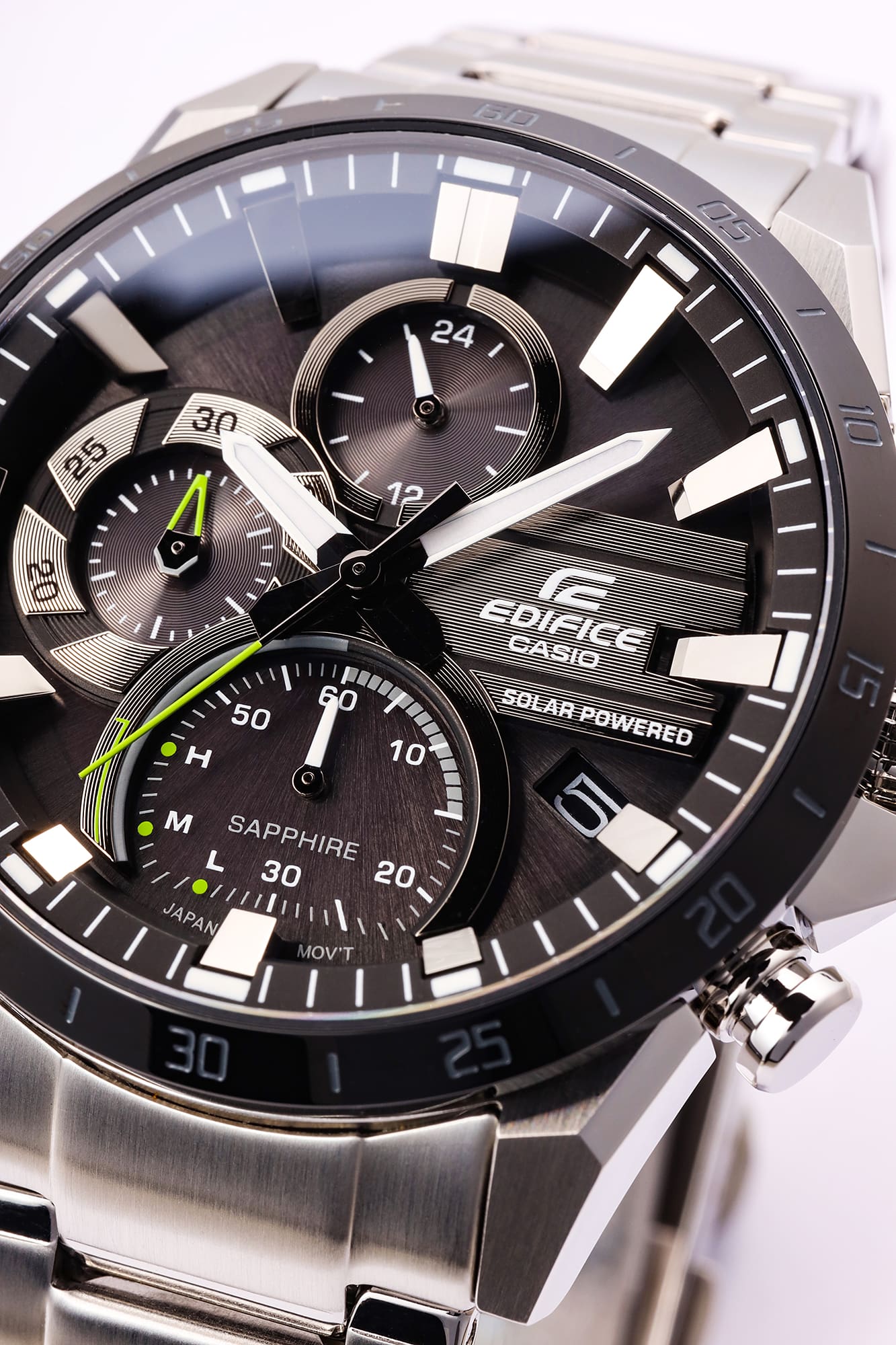 Casio Solar Powered Chronograph Silver Stainless Steel Watch EQS940DB-1A