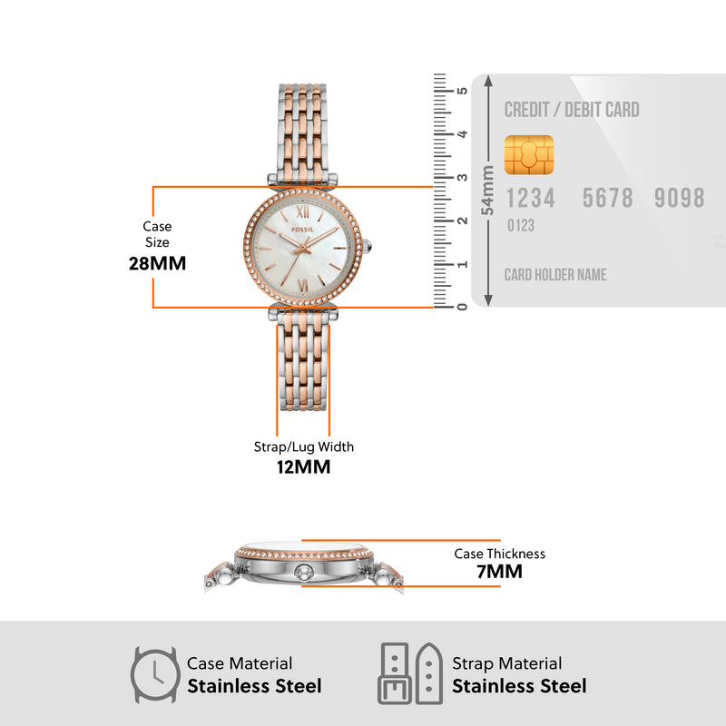 Fossil Carlie Mini Two-Tone Stainless Steel Watch ES4649