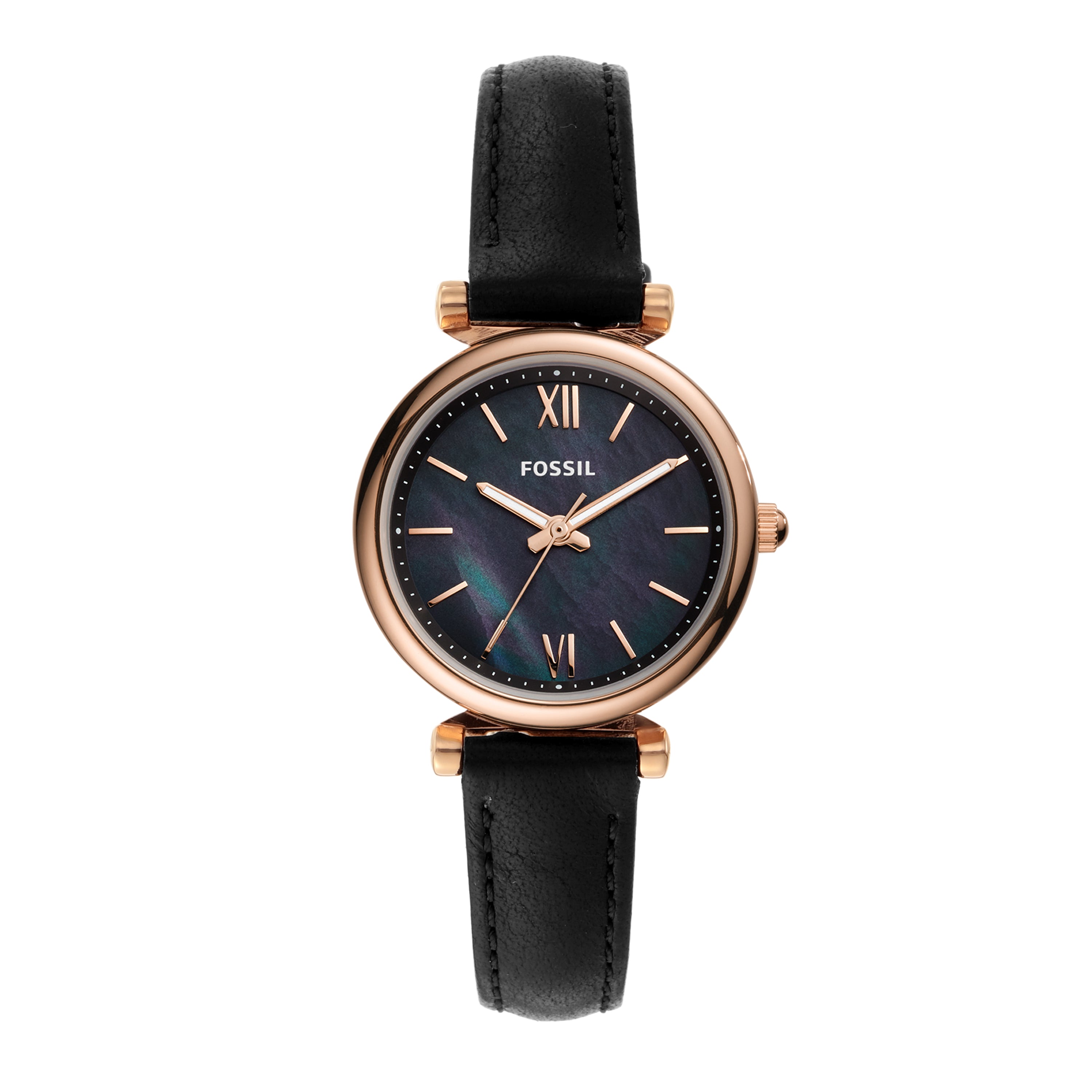 Fossil Carlie Mini Black Leather Strap Watch ES4700
