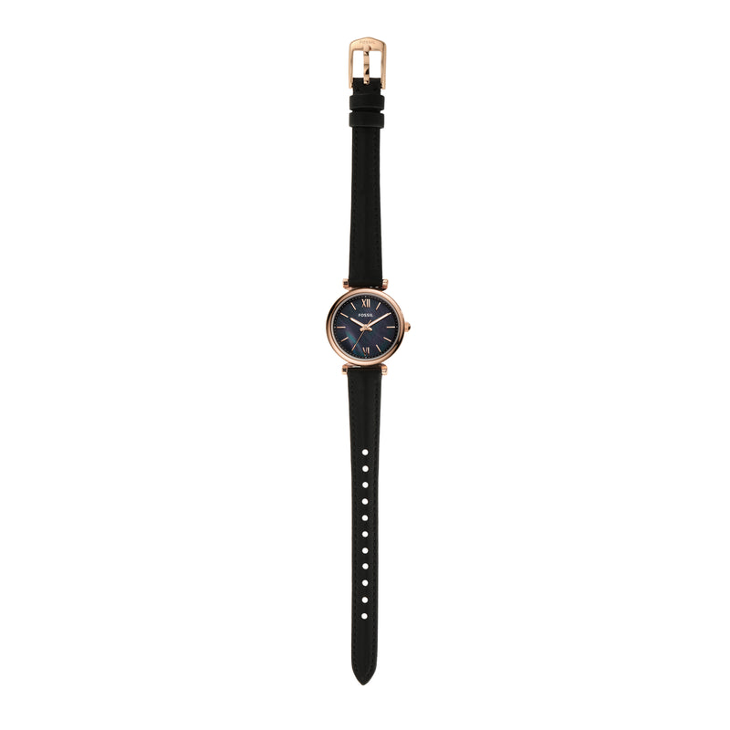 Fossil Carlie Mini Black Leather Strap Watch ES4700