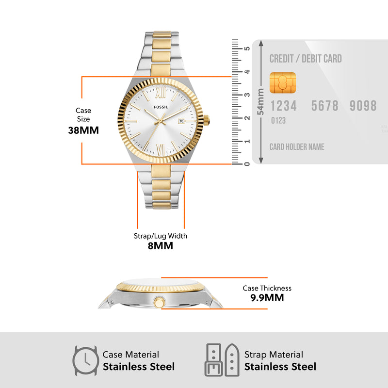 Fossil Two-Tone Stainless Steel Fossil Scarlette Watch with Date Display