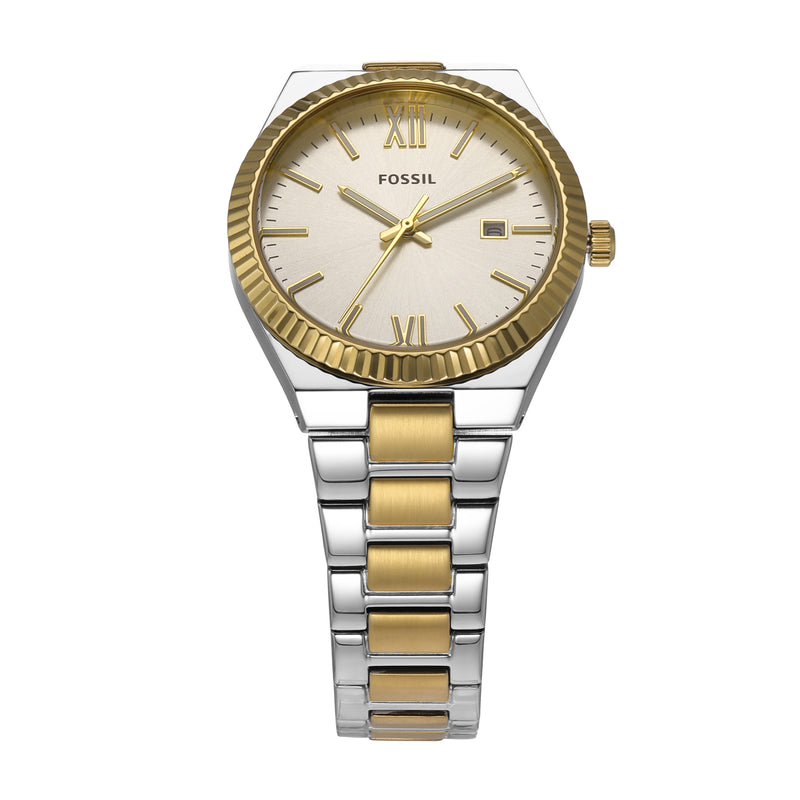 Fossil Two-Tone Stainless Steel Fossil Scarlette Watch with Date Display