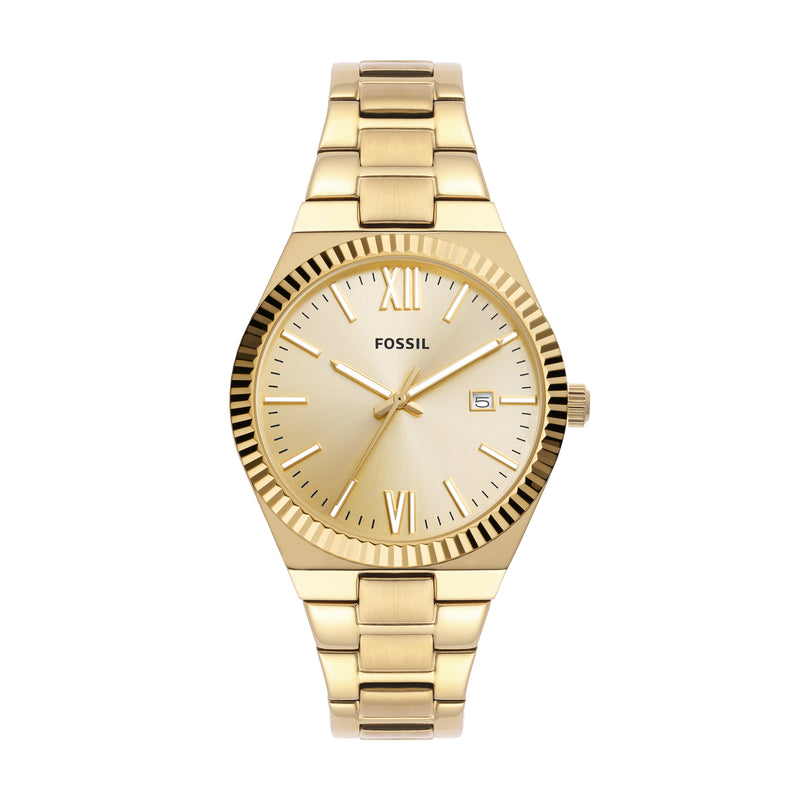 Fossil Scarlette Gold Tone Stainless Steel Watch with Date Function ES Watch Direct