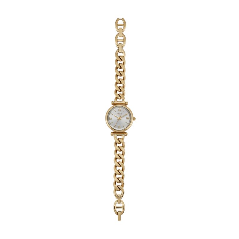 Fossil Carlie Three-Hand Silver Dial Gold Stainless Steel Watch ES5329