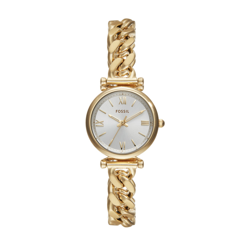 Fossil Carlie Three-Hand Silver Dial Gold Stainless Steel Watch ES5329