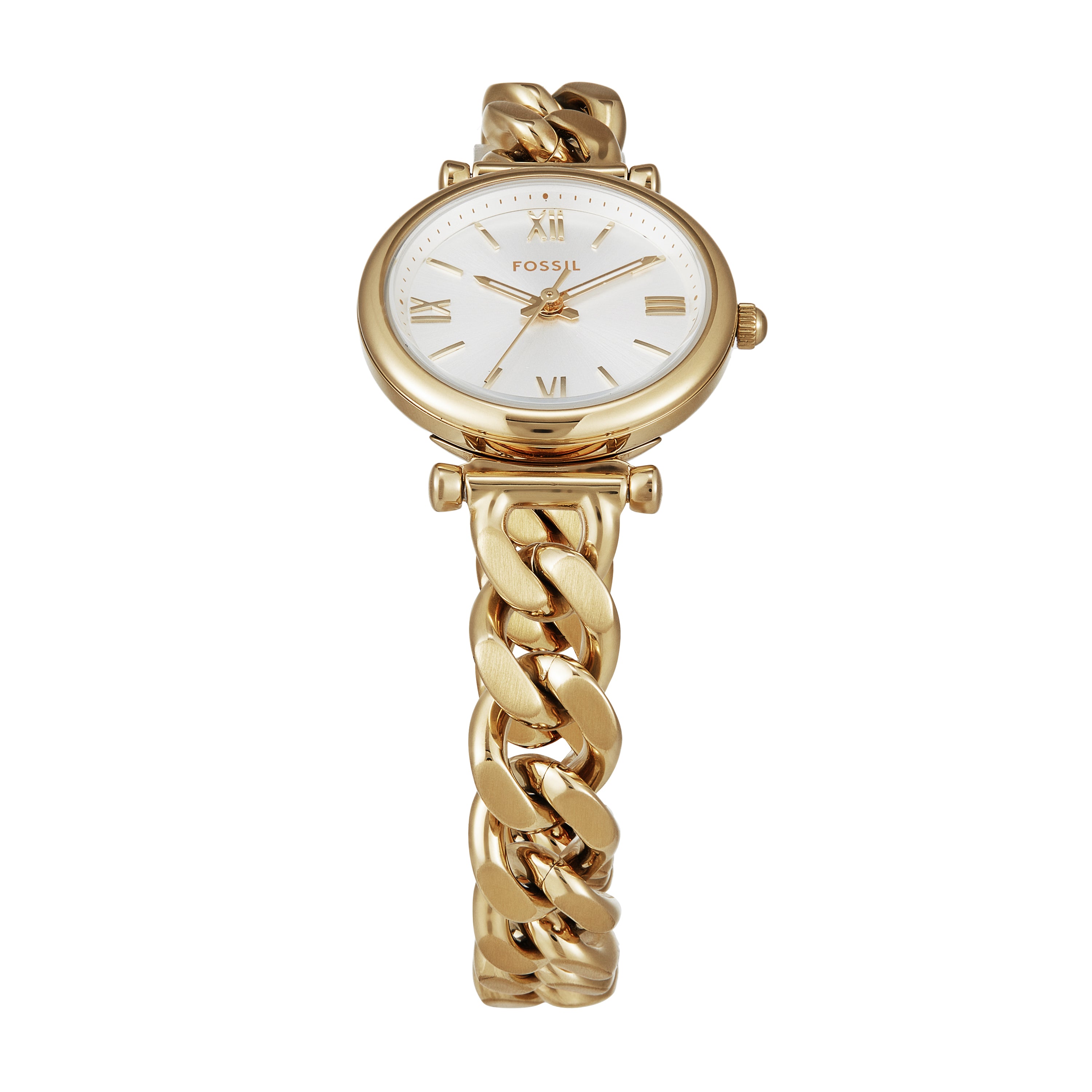 Fossil Carlie Three-Hand Silver Dial Gold Stainless Steel Watch ES5329