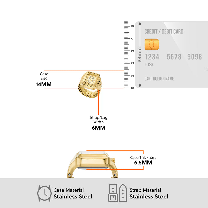 Fossil Raquel Chic Gold-Tone Stainless Steel Timekeeping Ring ES5343