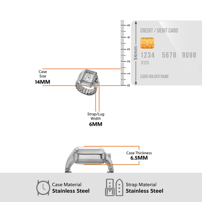 Fossil's Elegant Raquel Watch Ring - Stainless Steel with Two-Hand Movement ES5344