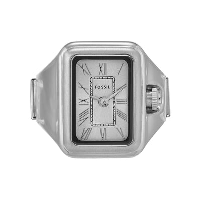 Fossil's Elegant Raquel Watch Ring - Stainless Steel with Two-Hand Movement ES5344