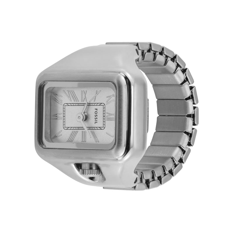 Fossil's Elegant Raquel Watch Ring - Stainless Steel with Two-Hand Movement ES5344