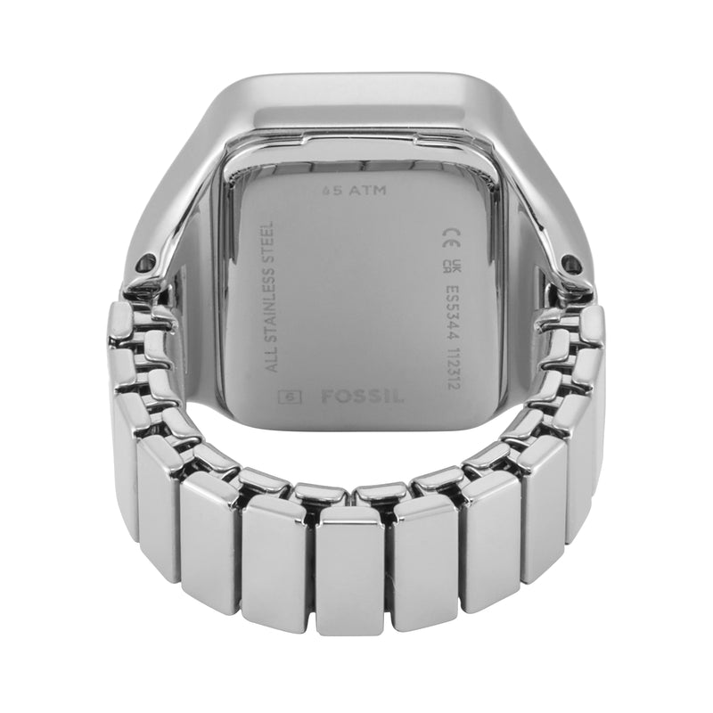 Fossil's Elegant Raquel Watch Ring - Stainless Steel with Two-Hand Movement ES5344