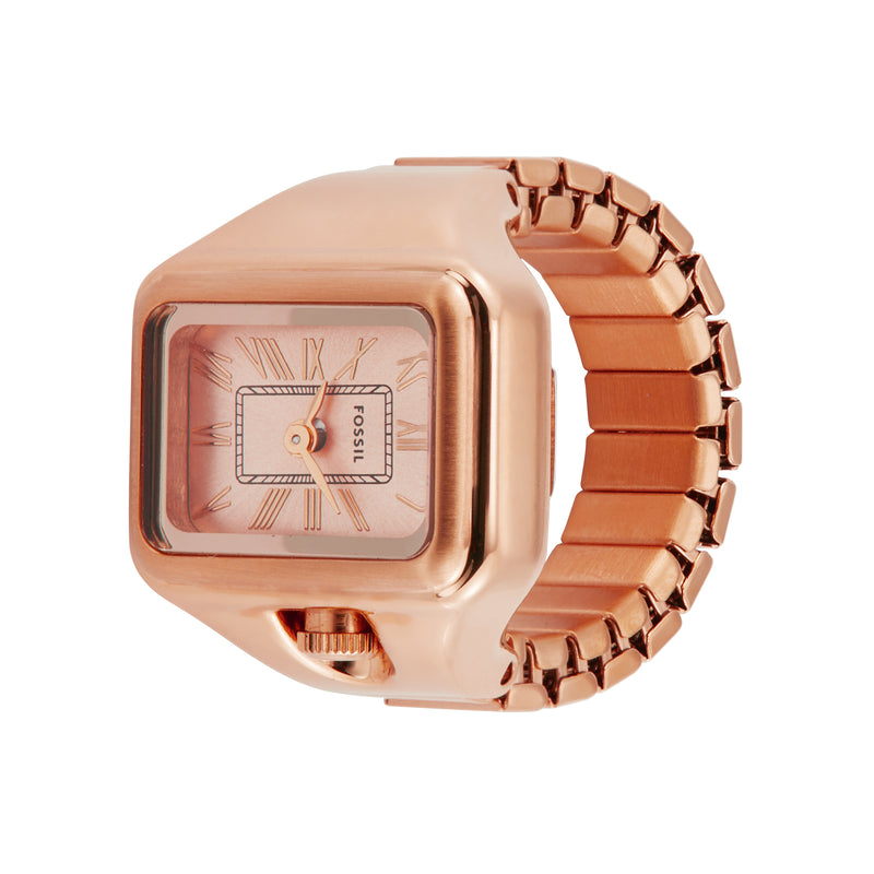 Fossil Raquel Elegance in Rose Gold - Stainless Steel Two-Hand Watch Ring ES5345