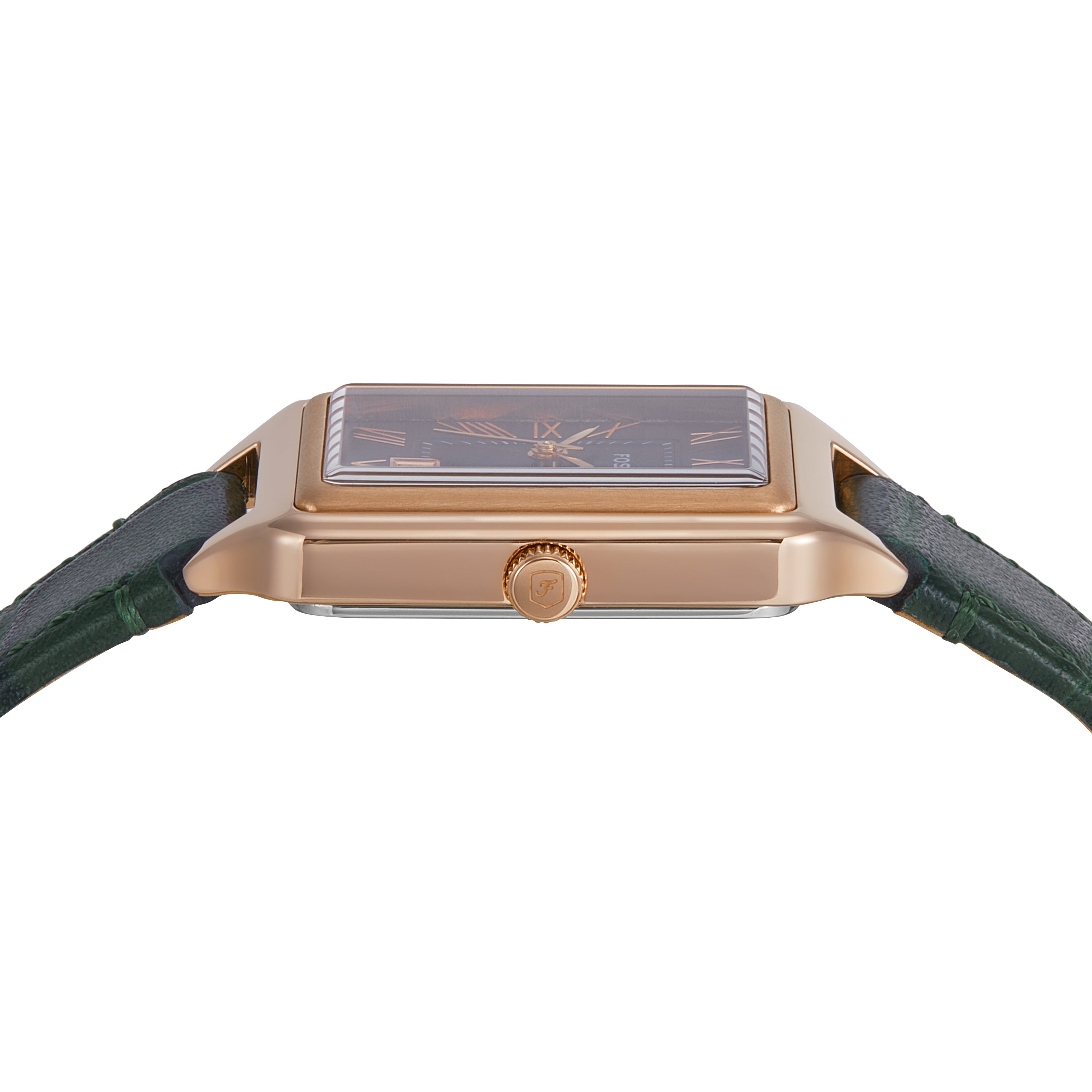 Fossil Raquel Three-Hand Rose Gold Case Green Dial and Leather Band Watch ES5366