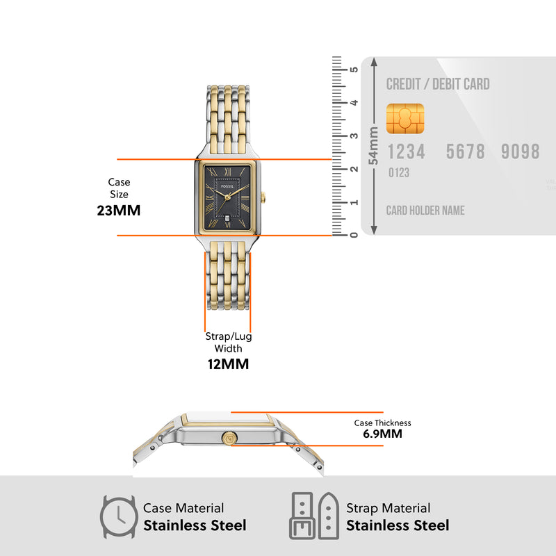 Fossil Raquel Three-Hand Stainless Steel Watch and Bracelet Set ES5376SET