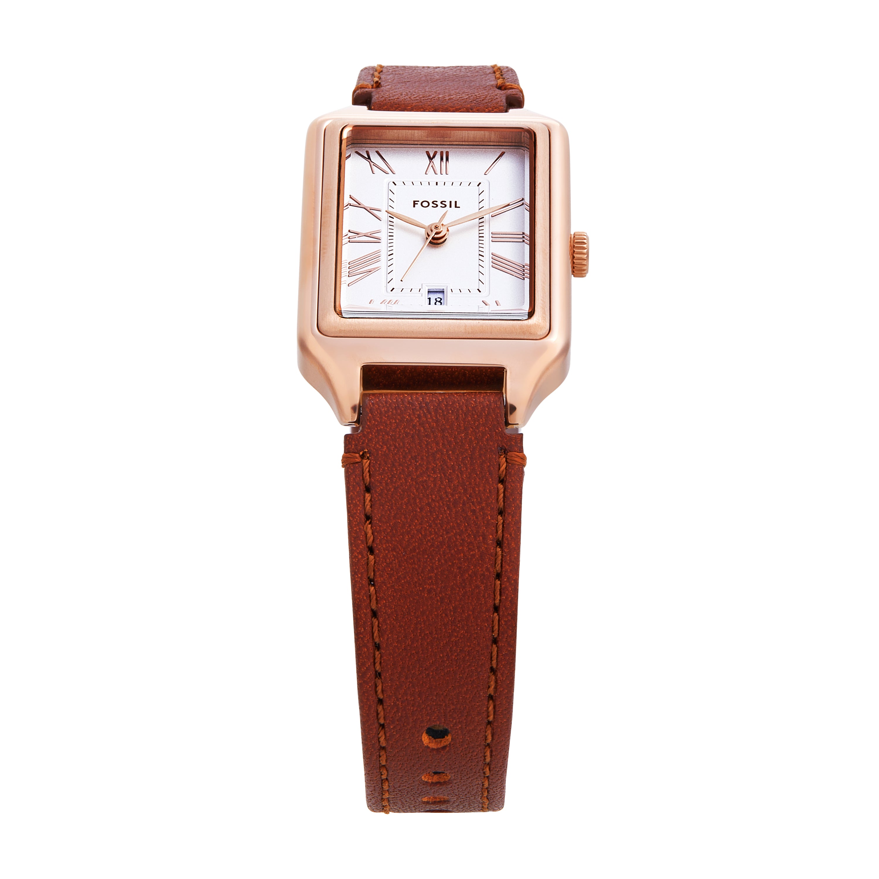 Fossil Raquel Three-Hand Brown Leather Watch and Bracelet Set ES5377SET